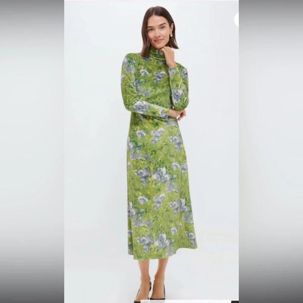 Tuckernuck Green Floral Long-Sleeve Midi Dress - Picture 2 of 7